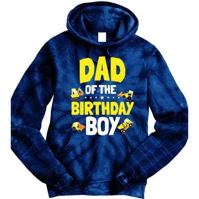 Dad Of The Birthday Boy Construction Worker Bday Party Tie Dye Hoodie