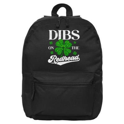 Dibs On The Redhead St Patricks Day Drinking Shamrock Leaf 16 in Basic Backpack