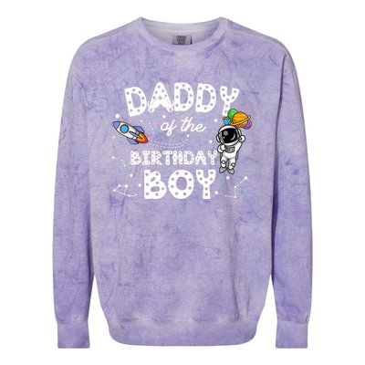 Dad of the Birthday Astronaut Boy Space Theme Birthday Gift Colorblast Crewneck Sweatshirt