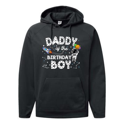 Dad of the Birthday Astronaut Boy Space Theme Birthday Gift Performance Fleece Hoodie