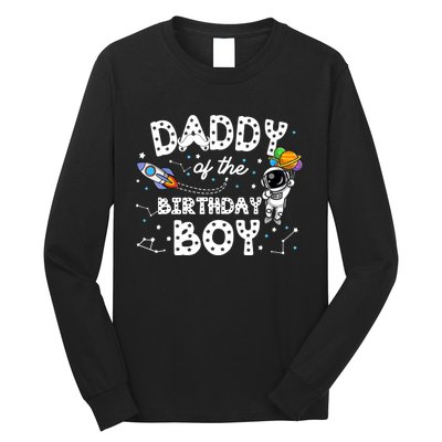 Dad of the Birthday Astronaut Boy Space Theme Birthday Gift Long Sleeve Shirt