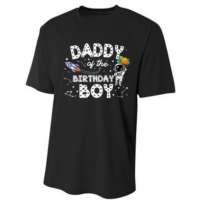 Dad of the Birthday Astronaut Boy Space Theme Birthday Gift Performance Sprint T-Shirt