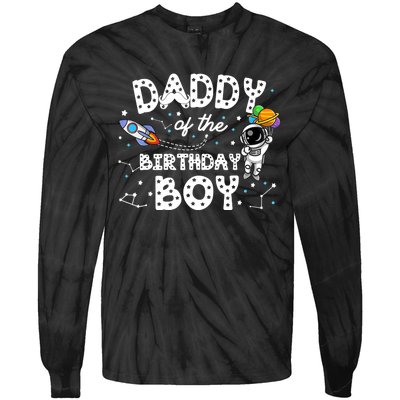 Dad of the Birthday Astronaut Boy Space Theme Birthday Gift Tie-Dye Long Sleeve Shirt