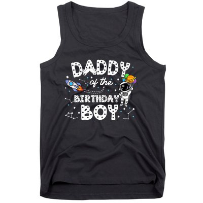 Dad of the Birthday Astronaut Boy Space Theme Birthday Gift Tank Top