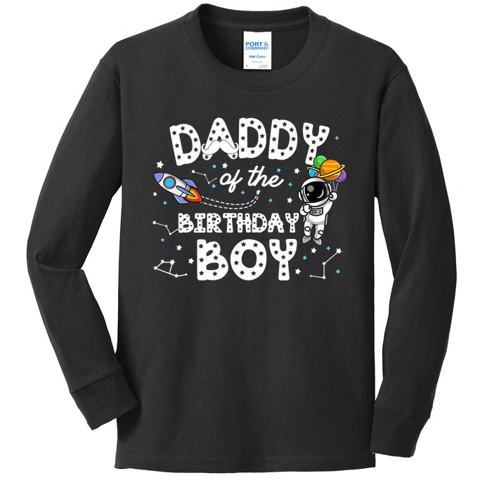 Dad of the Birthday Astronaut Boy Space Theme Birthday Gift Kids Long Sleeve Shirt