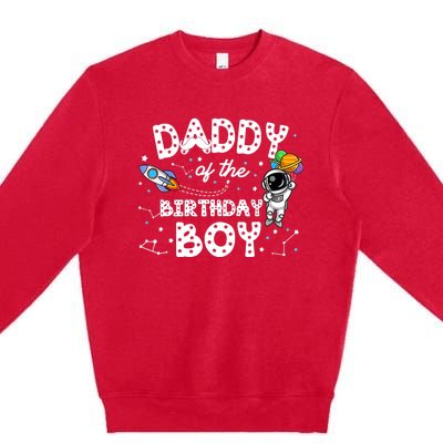 Dad of the Birthday Astronaut Boy Space Theme Birthday Gift Premium Crewneck Sweatshirt