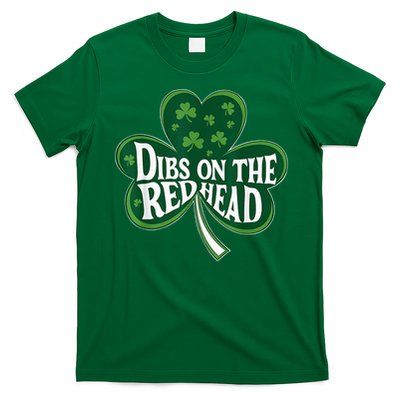 Dibs On The Redhead St Patricks Day Drinking Shamrock Leafs T-Shirt