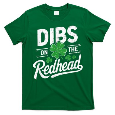 Dibs On The Redhead St Patricks Day Drinking Shamrocks Leaf T-Shirt