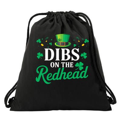 Dibs On The Redhead St Patricks Day Drinking Shamrock Hat Drawstring Bag