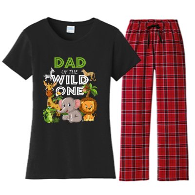 Dad Of The Wild One Zoo Birthday Safari Jungle Animal Women's Flannel Pajama Set