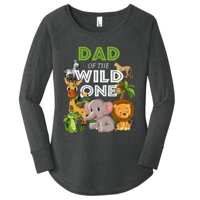 Dad Of The Wild One Zoo Birthday Safari Jungle Animal Women's Perfect Tri Tunic Long Sleeve Shirt