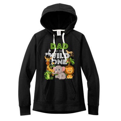 Dad Of The Wild One Zoo Birthday Safari Jungle Animal Women's Fleece Hoodie