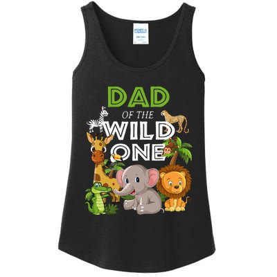 Dad Of The Wild One Zoo Birthday Safari Jungle Animal Ladies Essential Tank