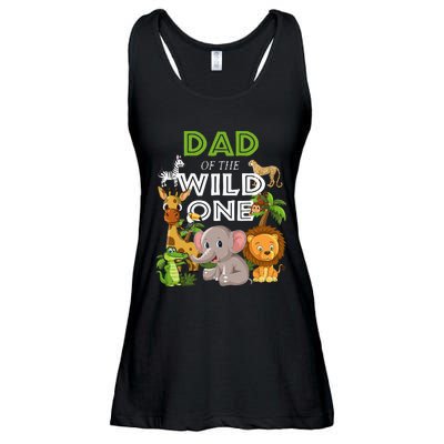 Dad Of The Wild One Zoo Birthday Safari Jungle Animal Ladies Essential Flowy Tank