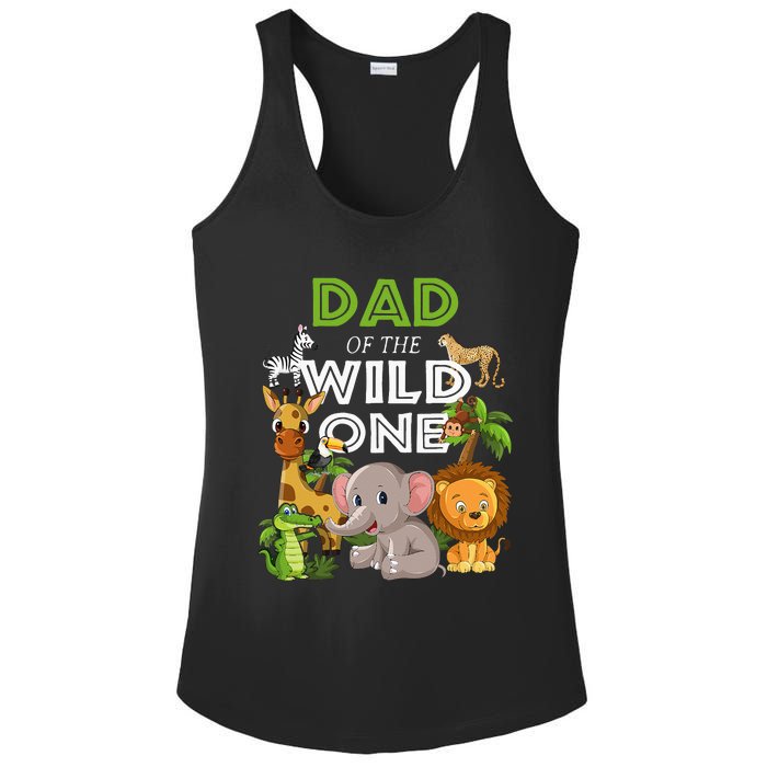 Dad Of The Wild One Zoo Birthday Safari Jungle Animal Ladies PosiCharge Competitor Racerback Tank