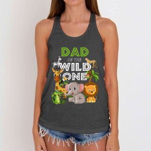 Dad Of The Wild One Zoo Birthday Safari Jungle Animal Women's Knotted Racerback Tank