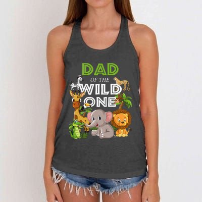 Dad Of The Wild One Zoo Birthday Safari Jungle Animal Women's Knotted Racerback Tank