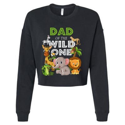 Dad Of The Wild One Zoo Birthday Safari Jungle Animal Cropped Pullover Crew