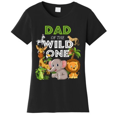 Dad Of The Wild One Zoo Birthday Safari Jungle Animal Women's T-Shirt