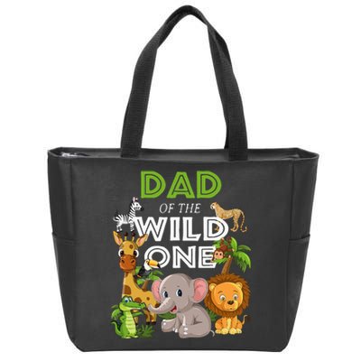 Dad Of The Wild One Zoo Birthday Safari Jungle Animal Zip Tote Bag