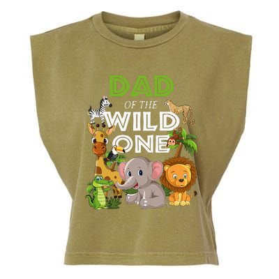 Dad Of The Wild One Zoo Birthday Safari Jungle Animal Garment-Dyed Women's Muscle Tee