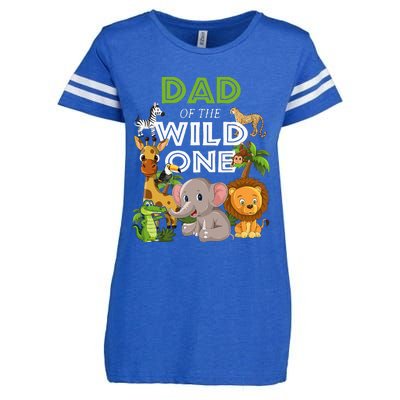 Dad Of The Wild One Zoo Birthday Safari Jungle Animal Enza Ladies Jersey Football T-Shirt