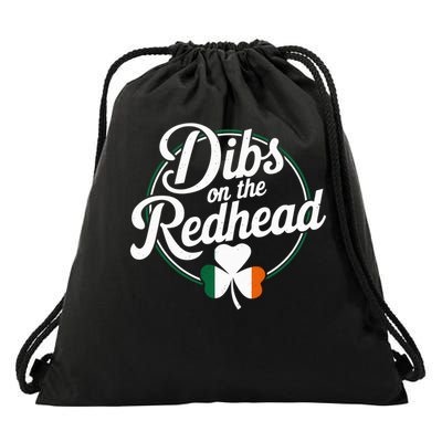Dibs On The Redhead St Patricks Day Drinking Shamrock Leaf Flag Drawstring Bag