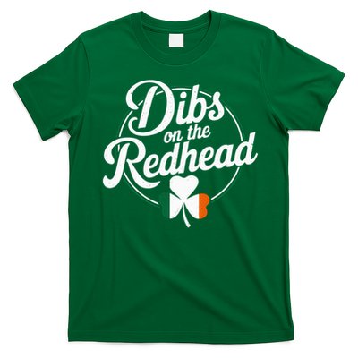 Dibs On The Redhead St Patricks Day Drinking Shamrock Leaf Flag T-Shirt