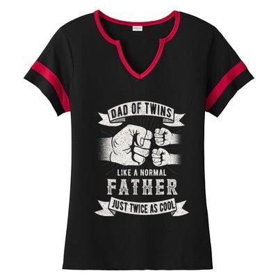 Dad Of Twins Dad Father's Day New Dad To Be Expecting Ladies Halftime Notch Neck Tee