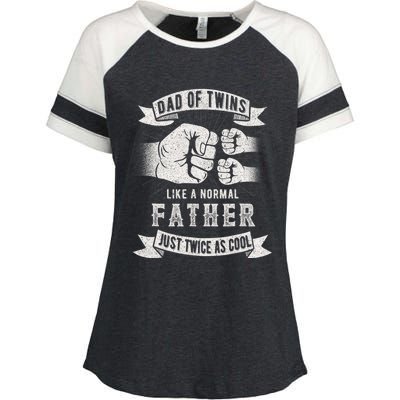 Dad Of Twins Dad Father's Day New Dad To Be Expecting Enza Ladies Jersey Colorblock Tee