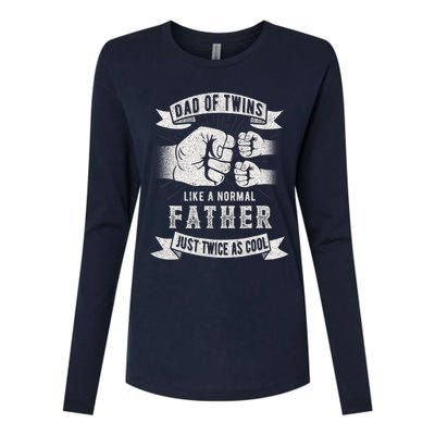 Dad Of Twins Dad Father's Day New Dad To Be Expecting Womens Cotton Relaxed Long Sleeve T-Shirt