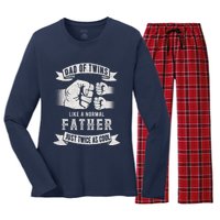 Dad Of Twins Dad Father's Day New Dad To Be Expecting Women's Long Sleeve Flannel Pajama Set 