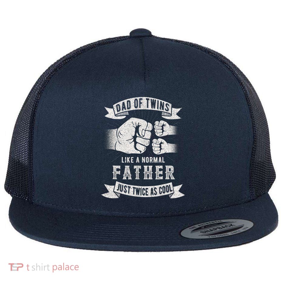 Dad Of Twins Dad Father's Day New Dad To Be Expecting Flat Bill Trucker Hat