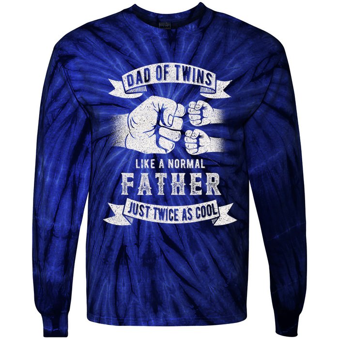 Dad Of Twins Dad Father's Day New Dad To Be Expecting Tie-Dye Long Sleeve Shirt