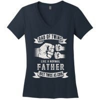 Dad Of Twins Dad Father's Day New Dad To Be Expecting Women's V-Neck T-Shirt