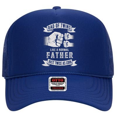 Dad Of Twins Dad Father's Day New Dad To Be Expecting High Crown Mesh Back Trucker Hat