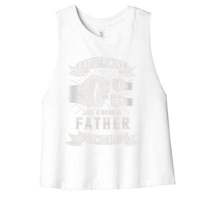 Dad Of Twins Dad Father's Day New Dad To Be Expecting Women's Racerback Cropped Tank