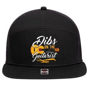 Dibs On The Guitarist Guitar Player Wife Girlfriend 7 Panel Mesh Trucker Snapback Hat