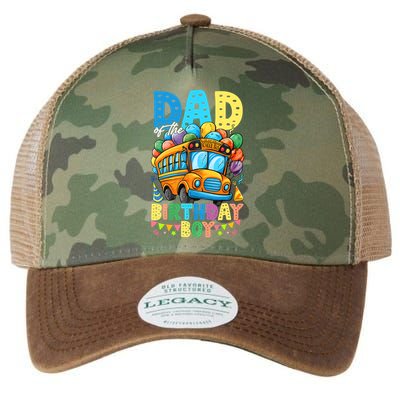Dad Of The Birthday Boy Funny School Bus Birthday Party Legacy Tie Dye Trucker Hat