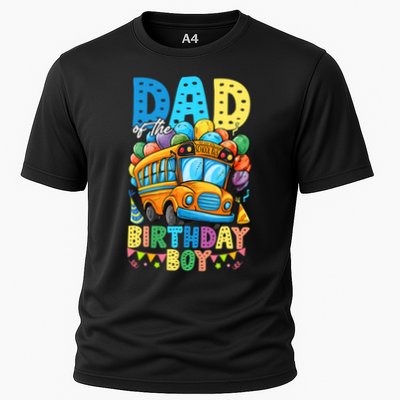 Dad Of The Birthday Boy Funny School Bus Birthday Party Performance Shirt