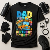 Dad Of The Birthday Boy Funny School Bus Birthday Party Cooling Performance Crew T-Shirt