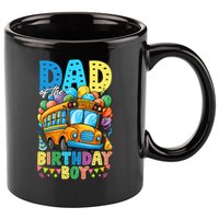 Dad Of The Birthday Boy Funny School Bus Birthday Party 11oz C Handle Ceramic Mug