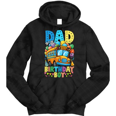Dad Of The Birthday Boy Funny School Bus Birthday Party Tie Dye Hoodie