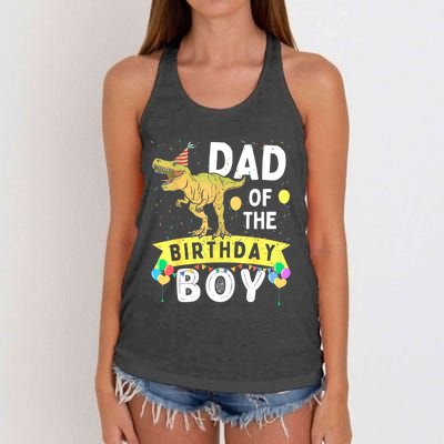 Dad Of The Birthday T Rex Family Matching Dinosaur Women's Knotted Racerback Tank