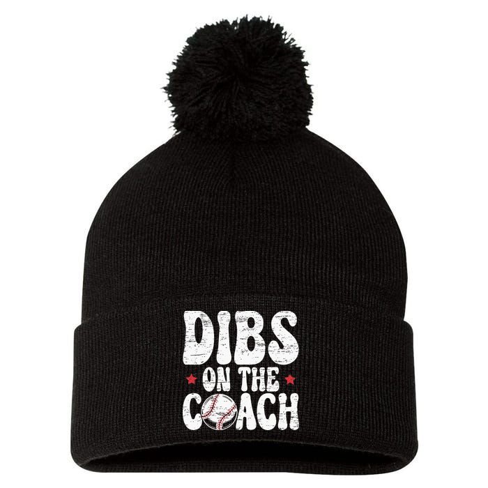 Dibs On The Coach Design For Baseball Coach Girlfriend Pom Pom 12in Knit Beanie