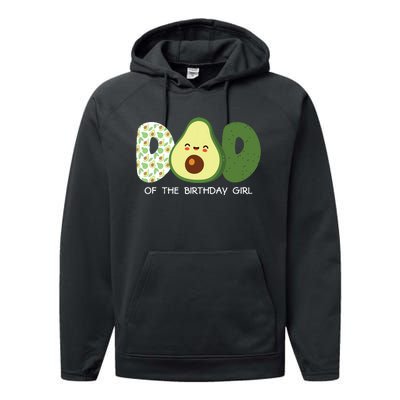 Dad Of The Birthday For Girl Avocado Dad Theme Birthday Performance Fleece Hoodie