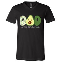 Dad Of The Birthday For Girl Avocado Dad Theme Birthday V-Neck T-Shirt