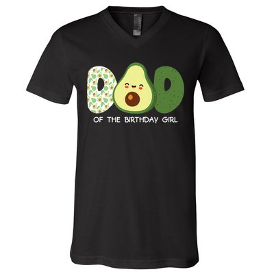 Dad Of The Birthday For Girl Avocado Dad Theme Birthday V-Neck T-Shirt