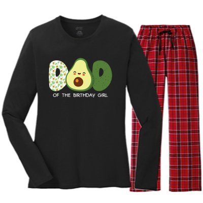 Dad Of The Birthday For Girl Avocado Dad Theme Birthday Women's Long Sleeve Flannel Pajama Set 