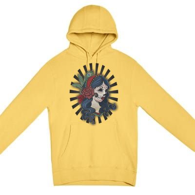 Day Of The Dead Girl With Flower Graphic Premium Pullover Hoodie